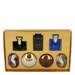 Jasmin Noir Perfume by Bvlgari Perfume -- Gift Set - Seven piece Iconic Miniature Collection All .17 oz Travel Mini's (Omnia Amethyste, Jasmin Noir EDP, Aqua Divina, Man In Black EDP, Aqua Amara, BLV Men, Omnia Crystalline)