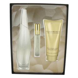 Liquid Cashmere White Perfume by Donna Karan Perfume -- Gift Set - 3.4 oz Eau De Parfum Spray + .34 oz Mini EDP Roller Ball + 3.4 oz Body Lotion