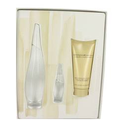Liquid Cashmere White Perfume by Donna Karan Perfume -- Gift Set - 3.4 oz Eau De Parfum Spray + .24 oz Mini EDP + 3.4 oz Body Lotion