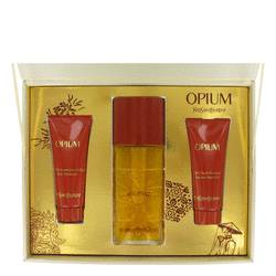 Opium Perfume by Yves Saint Laurent Perfume -- Gift Set - 3.3 oz Eau De Toilette Spray + 2.5 oz Body Moisturizer + 2.5 oz Shower Gel in Gift Box