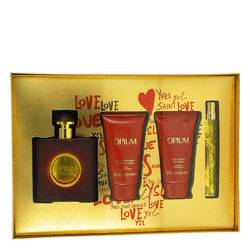 Opium Perfume by Yves Saint Laurent Perfume -- Gift Set - 1.6 oz Eau De Toilette Spray + 1.6 oz Body Moisturizer + 1.6 oz Shower Gel + .33 oz Mini EDT Spray