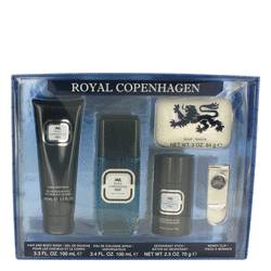 Royal Copenhagen Cologne by Royal Copenhagen -- Gift Set - 3.4 oz Cologne Spray + 3.3 oz Hair & Body Wash + 2.5 oz Deodorant Stick + 3 oz Soap + Free Money Clip