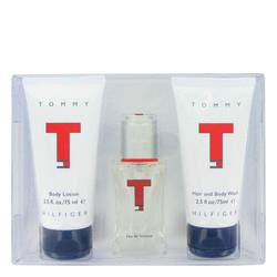 T Cologne by Tommy Hilfiger Cologne -- Gift Set - 1 oz Eau De Toilette Spray + 2.5 oz Body Lotion + 2.5 oz Hair/ Body Wash
