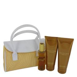 Youth Dew Amber Nude Perfume by Estee Lauder Perfume -- Gift Set - 1 oz Eau De Parfum Spray + 3.4 oz Body Lotion +3.4 oz Shower Gel in Bag